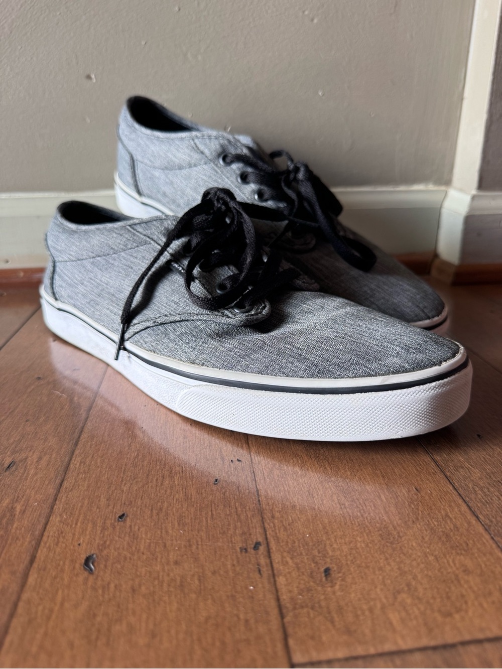 Vans Gray/Black Canvas Low-Top Athletic Sneakers